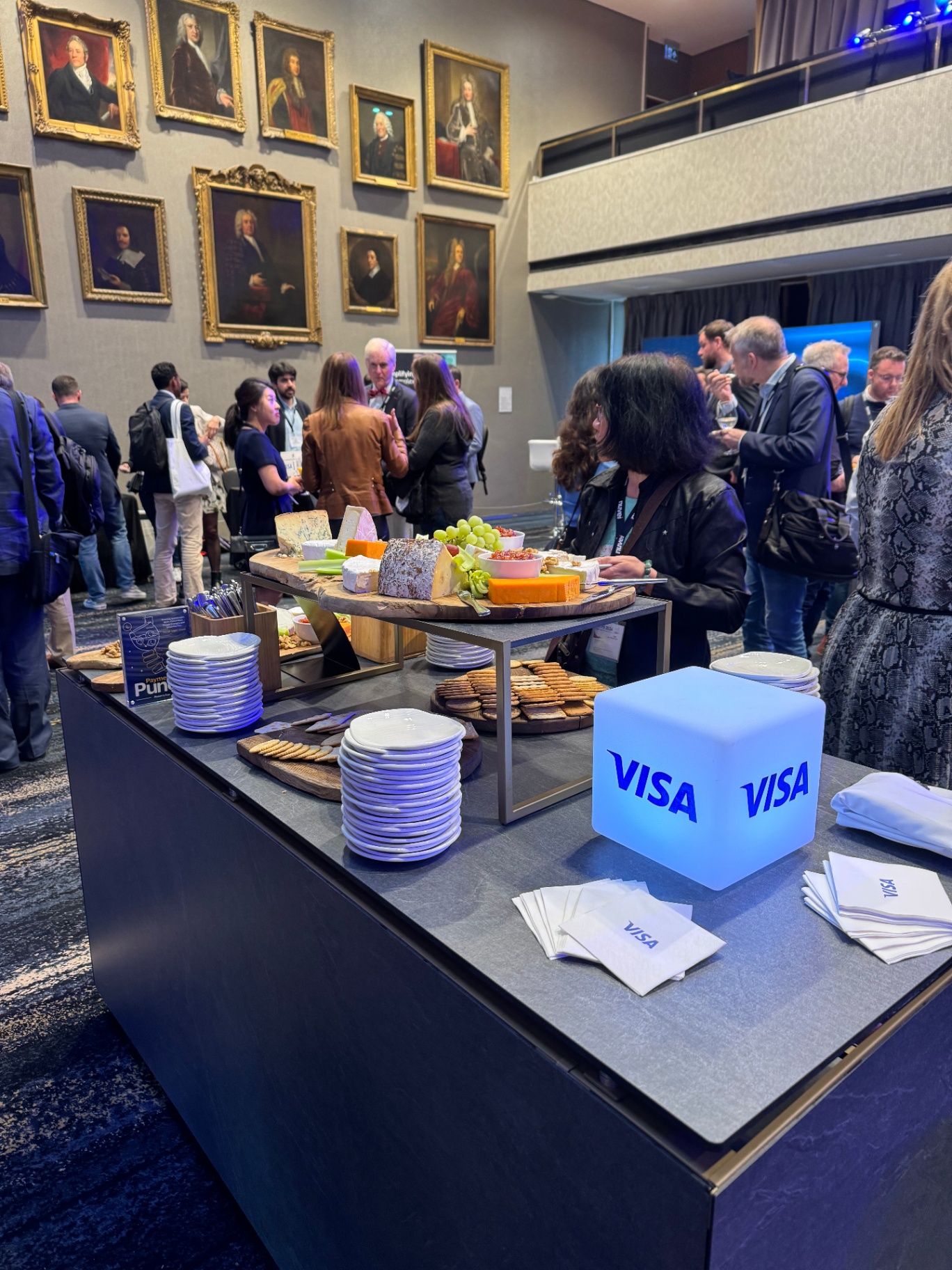 Visa-branded cheese and charcuterie station during the ATPS networking reception